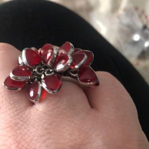 Authentic swatch ring red hearts